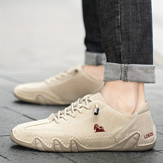 [1pc Mens Comfortable Casual Sports Sneakers] Unisex Low Top Skateboarding Shoes, Solid Color, Lace-Up Closure, PU Upper, Fabric Inner, Rubber Sole, Comfortable Wear-Resistant Casual Sports Sneakers
