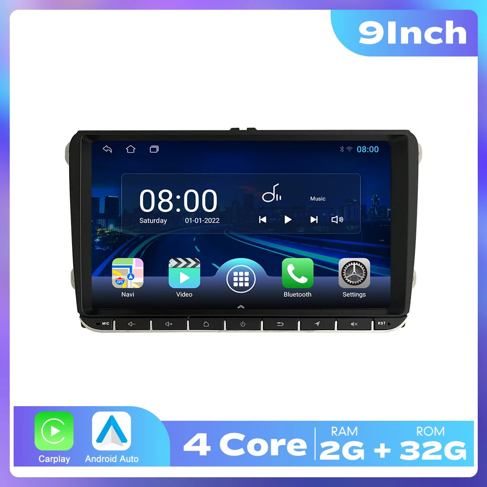 7/8/9 Inch 2Din Android Octa Core Car Radio Stereo For VW Polo Golf Passat Skoda Car Multimedia DVD Player GPS RDS DSP Carplay