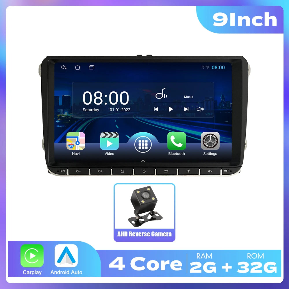 7/8/9 Inch 2Din Android Octa Core Car Radio Stereo For VW Polo Golf Passat Skoda Car Multimedia DVD Player GPS RDS DSP Carplay