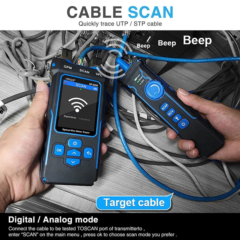NOYAFA NF-8508 Cable Tracker LCD Display Network Tools Measure Length Wiremap Tester PoE Checker Optical Power Meter