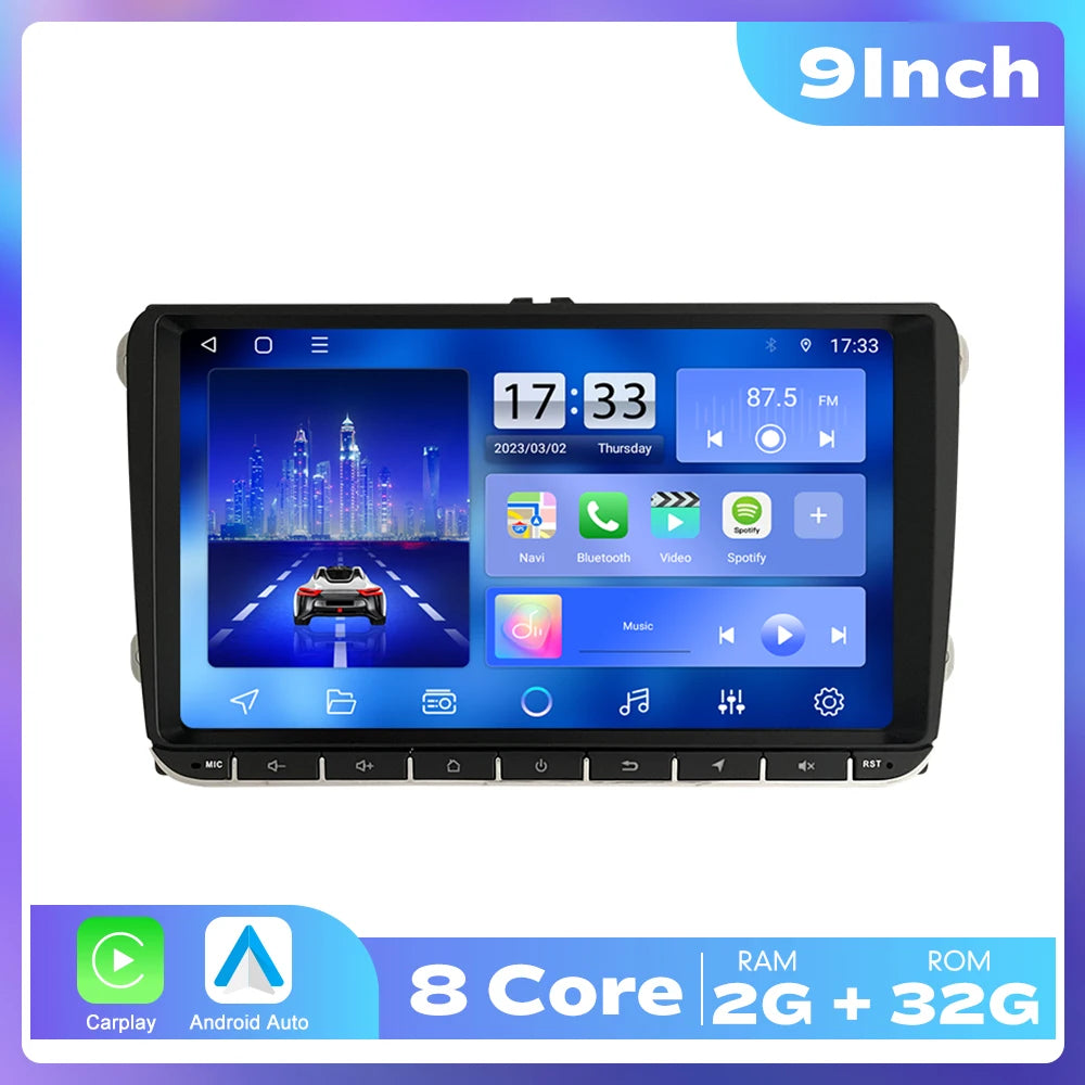7/8/9 Inch 2Din Android Octa Core Car Radio Stereo For VW Polo Golf Passat Skoda Car Multimedia DVD Player GPS RDS DSP Carplay