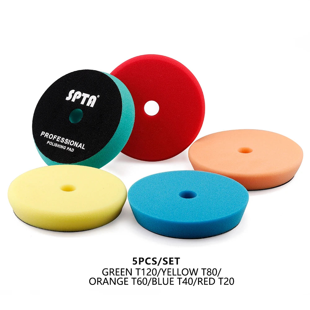 (Bulk Sale) SPTA 3"/5"/6" Car Spong Buffing Polishing Pad T-Shape Flat PolishPad Hook&Loop Removes Scratche For Polishing/Waxing