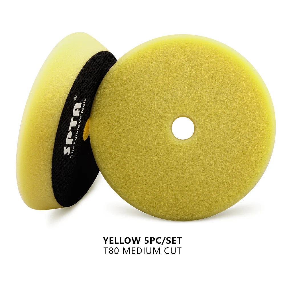 (Bulk Sale) SPTA 3"/5"/6" Car Spong Buffing Polishing Pad T-Shape Flat PolishPad Hook&Loop Removes Scratche For Polishing/Waxing