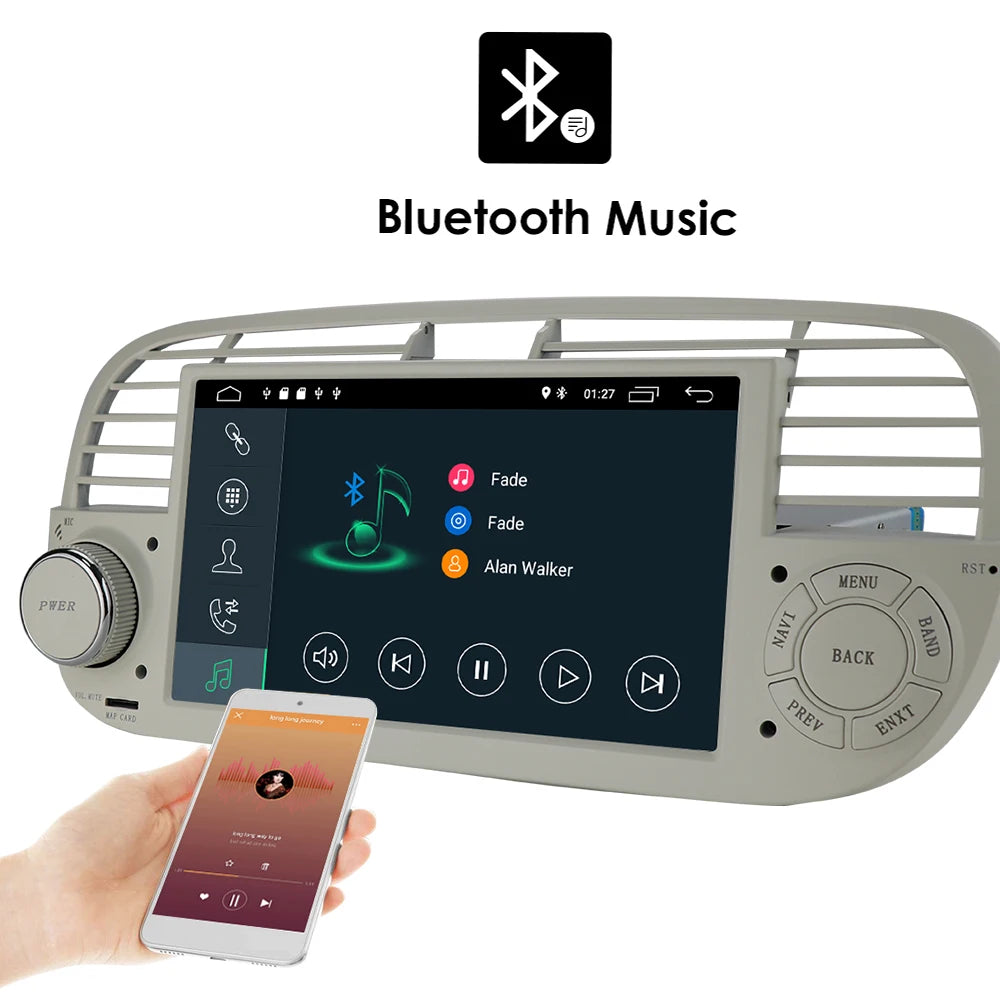 4G Carplay 2Din Android Auto Radio for FIAT 500 Car Multimedia Player Stereo GPS Navigation DVD Video DSP RDS DTV AM FM Audio BT