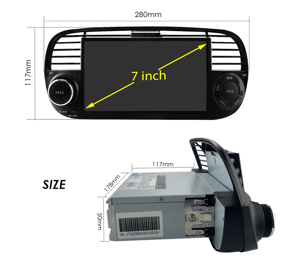 4G Carplay 2Din Android Auto Radio for FIAT 500 Car Multimedia Player Stereo GPS Navigation DVD Video DSP RDS DTV AM FM Audio BT