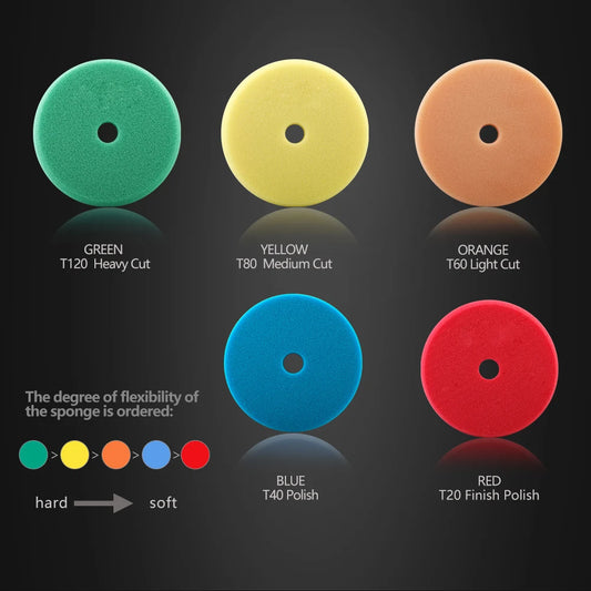 (Bulk Sale) SPTA 3"/5"/6" Car Spong Buffing Polishing Pad T-Shape Flat PolishPad Hook&Loop Removes Scratche For Polishing/Waxing