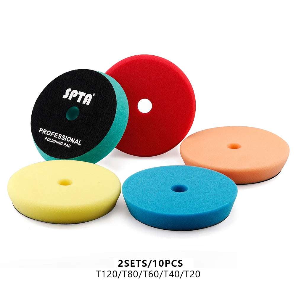 (Bulk Sale) SPTA 3"/5"/6" Car Spong Buffing Polishing Pad T-Shape Flat PolishPad Hook&Loop Removes Scratche For Polishing/Waxing