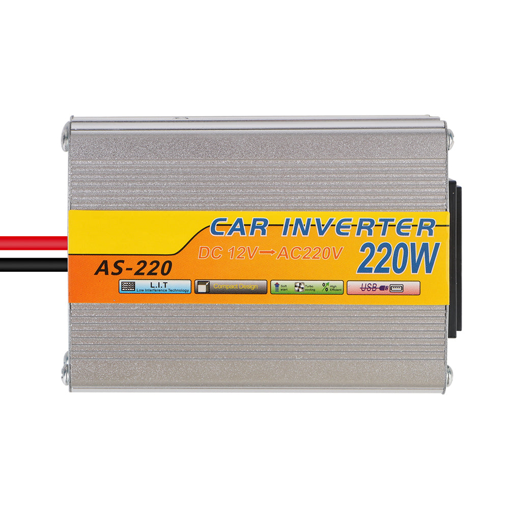 220W Power Inverter Car Mounted Solar Inverter USB Voltage Transformer Portable DC 12V To AC 220V Conversion USB Battery Clip
