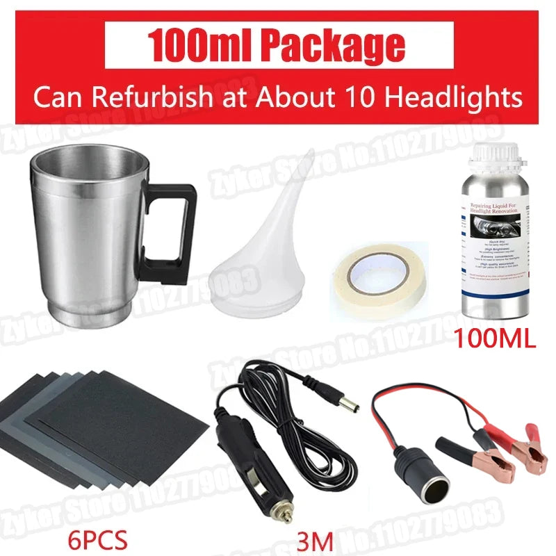 Car Headlight Polish Restoration Kit Automotive Headlight Care Tool Headlight Restoration Set Car Headlight Restoration Liquid