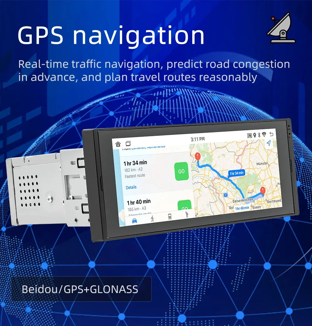 1 Din Android Car Radio Wireless CarPlay Mirror Link Bluetooth WiFi Android-Auto 6.86 Inches GPS Navigation Multimedia Player