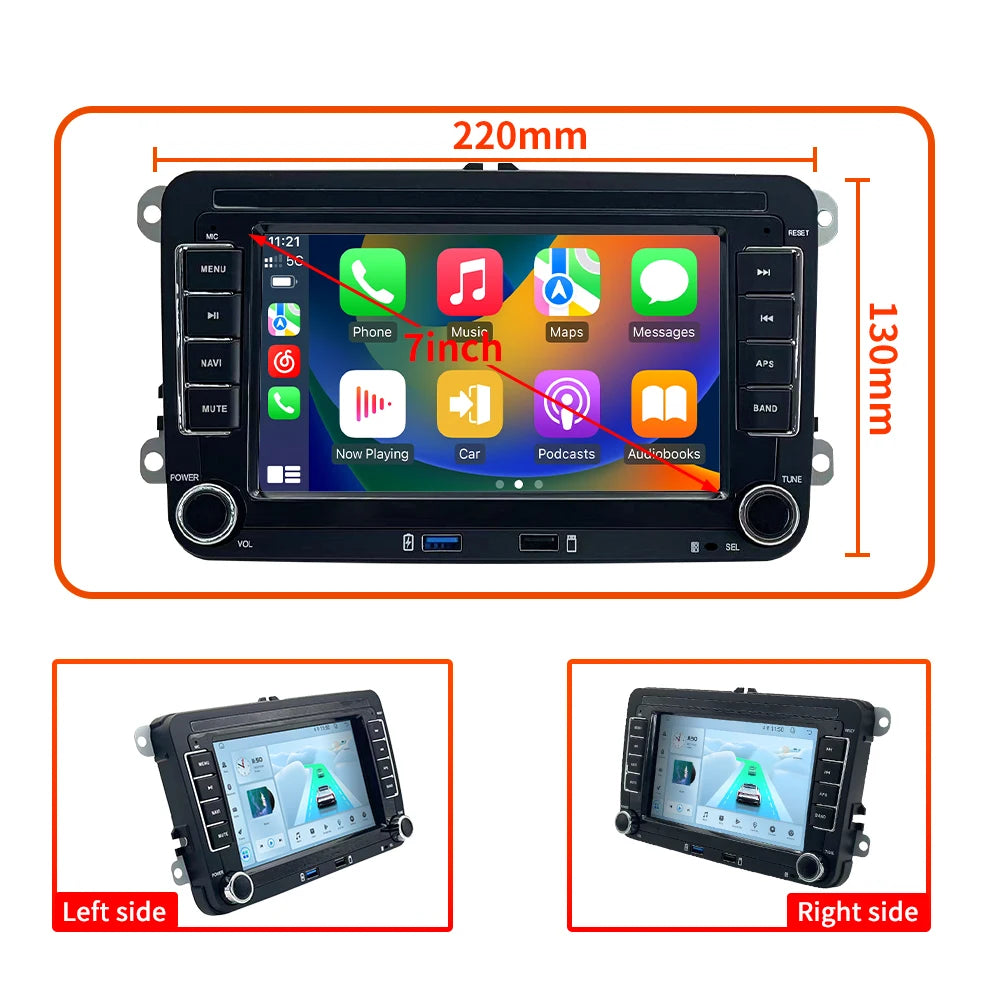 7 Inch Android 13 Auto Carplay Radio GPS For VW Volkswagen VW Multivan Scirocco Transporter und MultivanT5 T6 WiFi Car Player