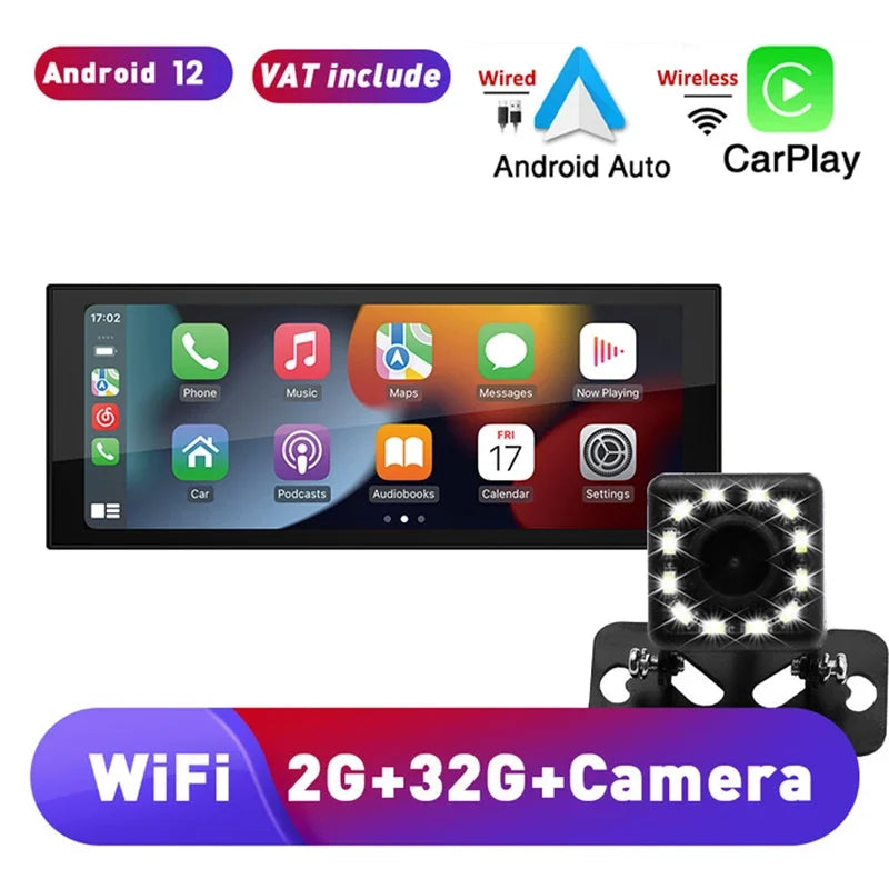 1 Din Android Car Radio Wireless CarPlay Mirror Link Bluetooth WiFi Android-Auto 6.86 Inches GPS Navigation Multimedia Player