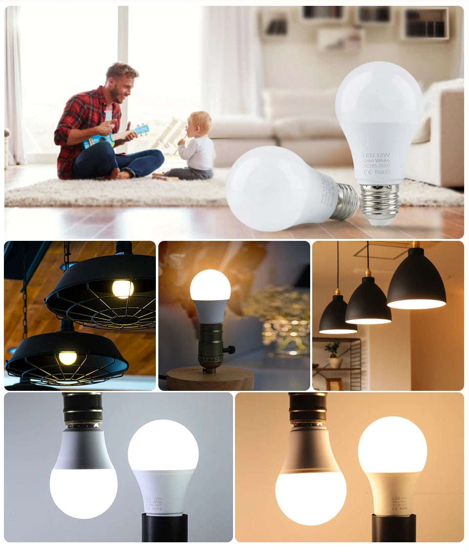 4pcs/lot E27 LED Bulb Lamps AC 220V SMD2835 3W 6W 9W 12W 15W 18W Lampada Led Light Bulbs Living Room Home Indoor LED Bombilla