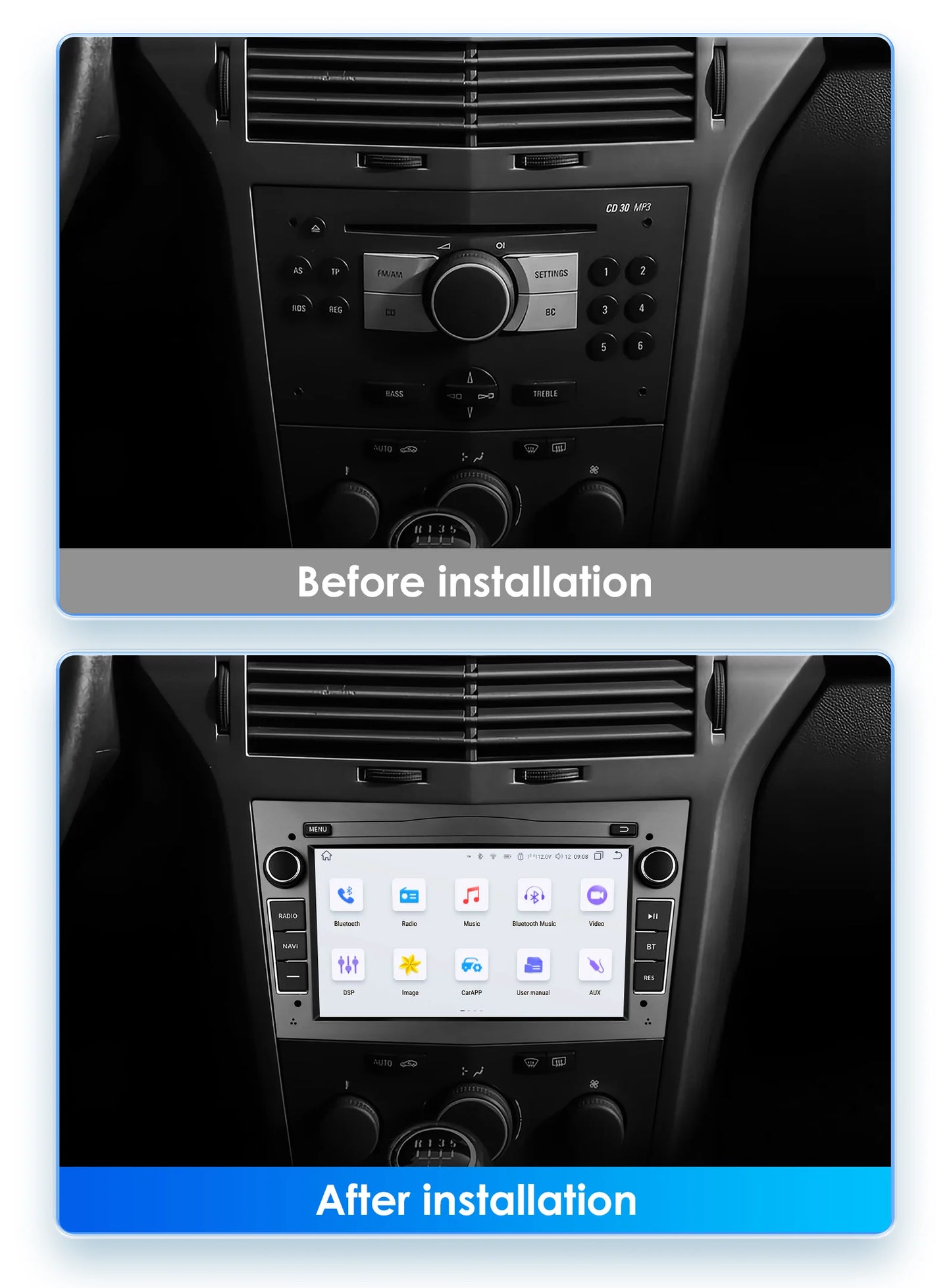 8G+128G 2Din Android 13 Car GPS Navigation Autoradio for Opel Astra H G J Antara Vectra C B Vivaro Corsa C D Zafira B Stereo RDS