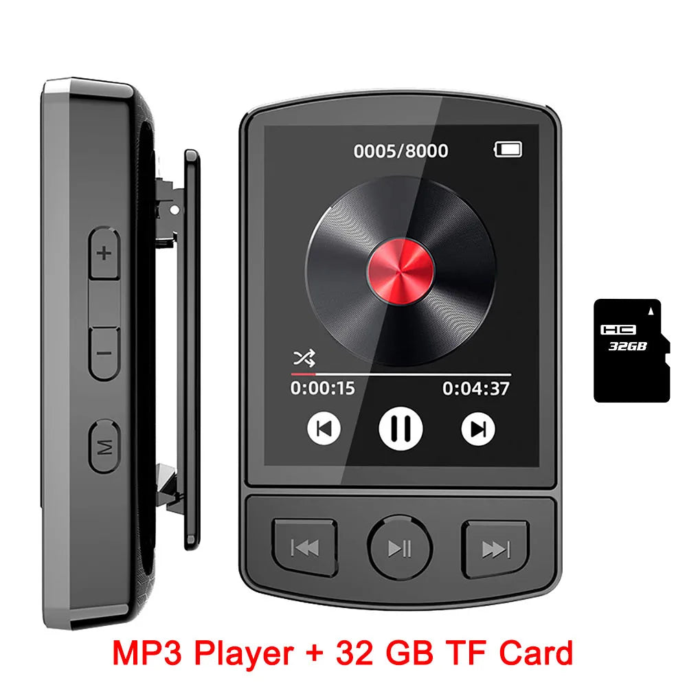 MP3 Player Portable Sport Clip Walkman HiFi Sound Bluetooth-Compatible 5.0 Student Walkman 1.8 Inch Screen with FM Radio E-Book