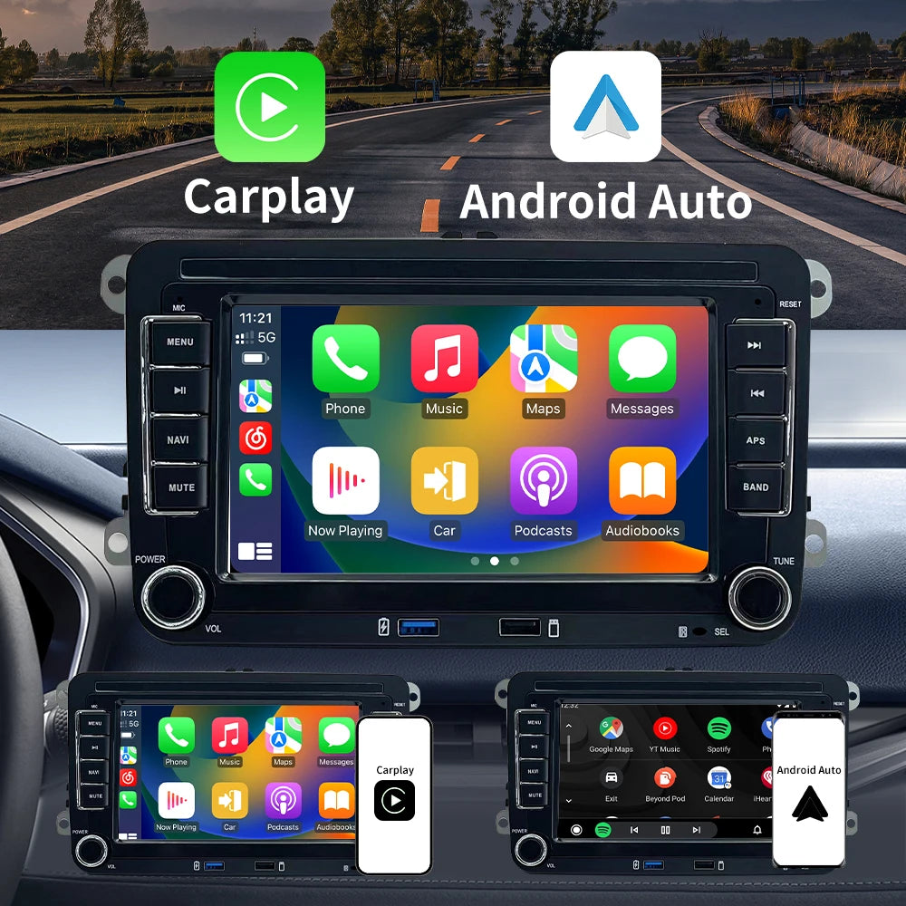 7 Inch Android 13 Auto Carplay Radio GPS For VW Volkswagen VW Multivan Scirocco Transporter und MultivanT5 T6 WiFi Car Player