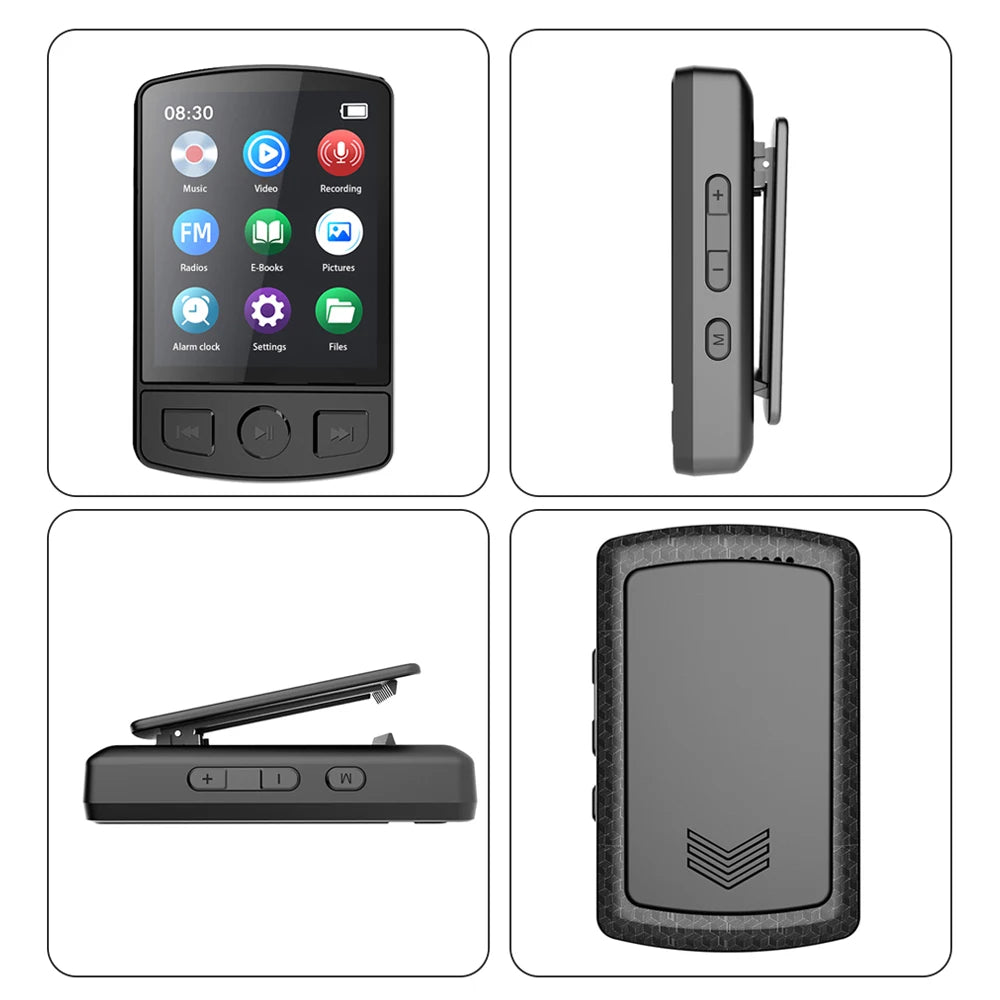MP3 Player Bluetooth 5.2 1.77 inch Screen Music Player with Speakers Lossless Sound Quality with Recording E-Book Video Playing