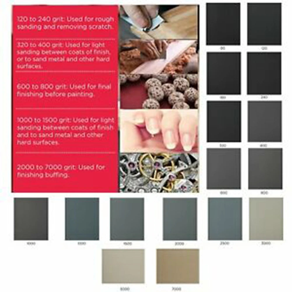 18pcs/Set Sandpaper 400,600,800,1000,1200,1500,2000,2500,3000 Grit  Sandpaper Wet / Dry Sanding Paper Abrasive Polishing Tools