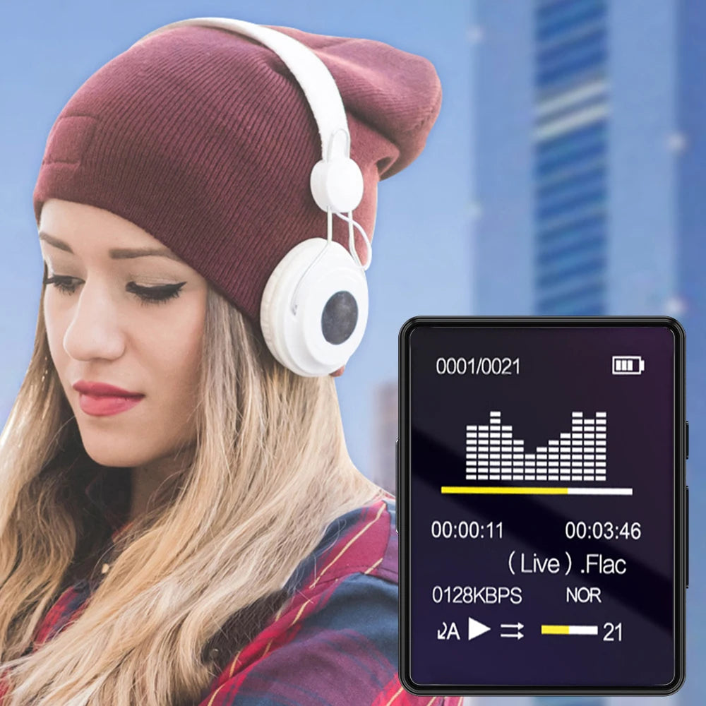 Portable BT MP3 Player Wireless Mini Digital HiFi Lossless Sound Music Players Small Black Walkman Audio Player