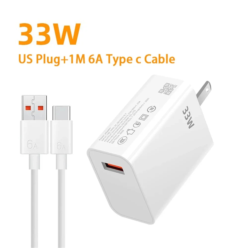 Original Xiaomi Charger 33W Fast Turbo Charge 6A Type C Cable For Mi 10T POCO X3 NFC X4 Redmi K30 K40 Note 9 10 11 Pro