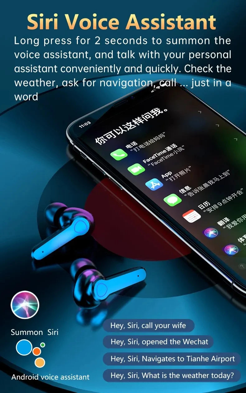 M19 Bluetooth Headset Wireless Tws Gaming Support Noise-cancelling Touch In-ear Mini Emergency Power Bank Headset