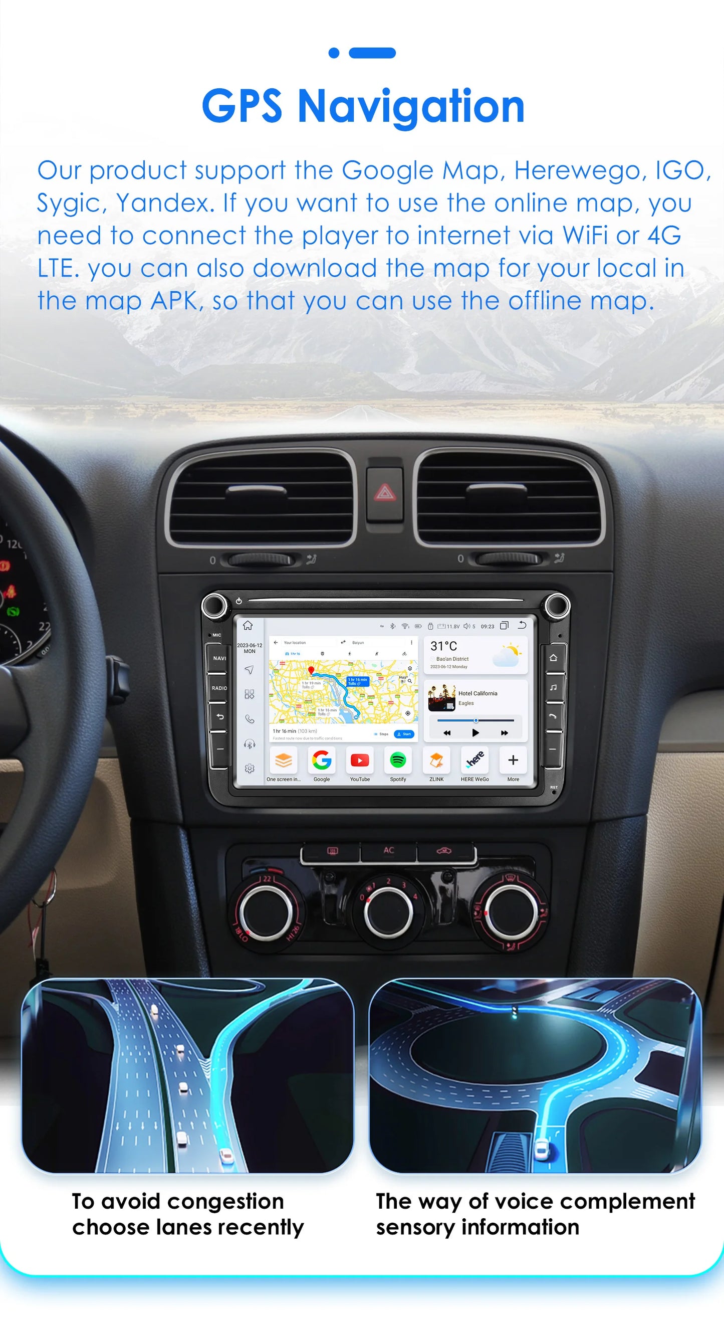 2din Android Car Radio GPS for Volkswagen Skoda VW Tiguan Touran Caddy Jetta Polo Passat Seat Multimedia Player Stereo AutoRadio