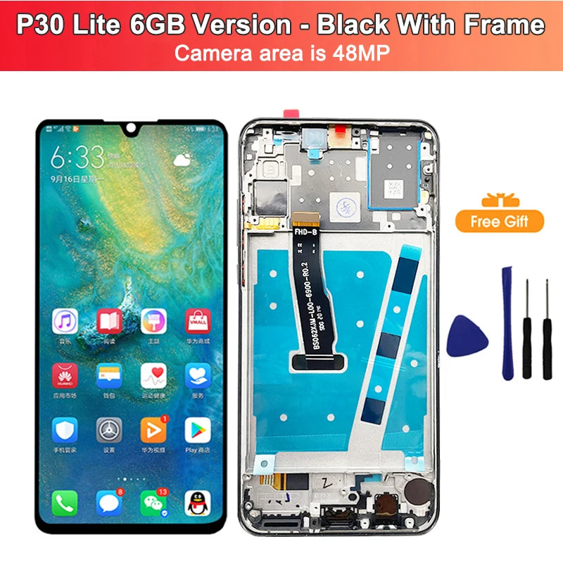 New LCD For HUAWEI P30 Lite LCD Display Touch Screen For HUAWEI P30 Lite Screen Nova 4e MAR-LX1 AL01 Digitizer Assembly