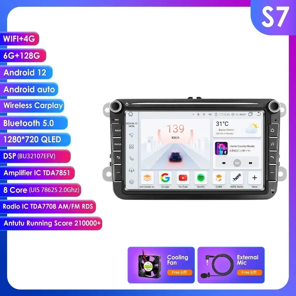 2din Android Car Radio GPS for Volkswagen Skoda VW Tiguan Touran Caddy Jetta Polo Passat Seat Multimedia Player Stereo AutoRadio