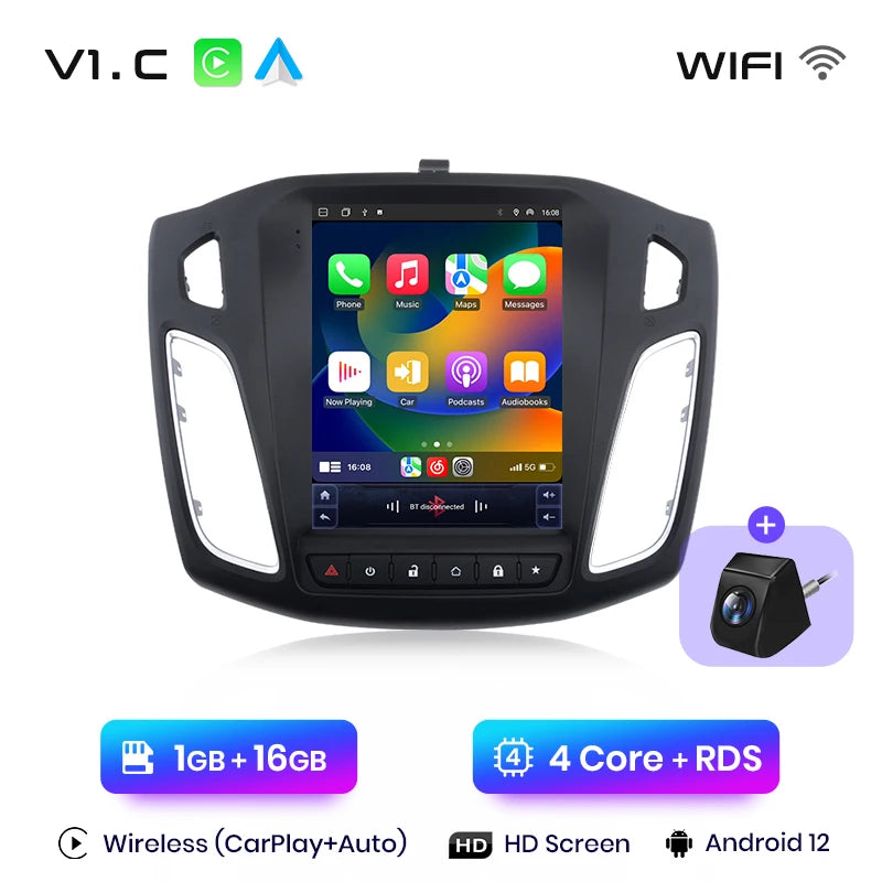 Junsun For Tesla Style Android Auto 4G Wireless Carplay DSP Car Radio Multimedia Player For Ford Focus MK 3 2012-2017 no 2din