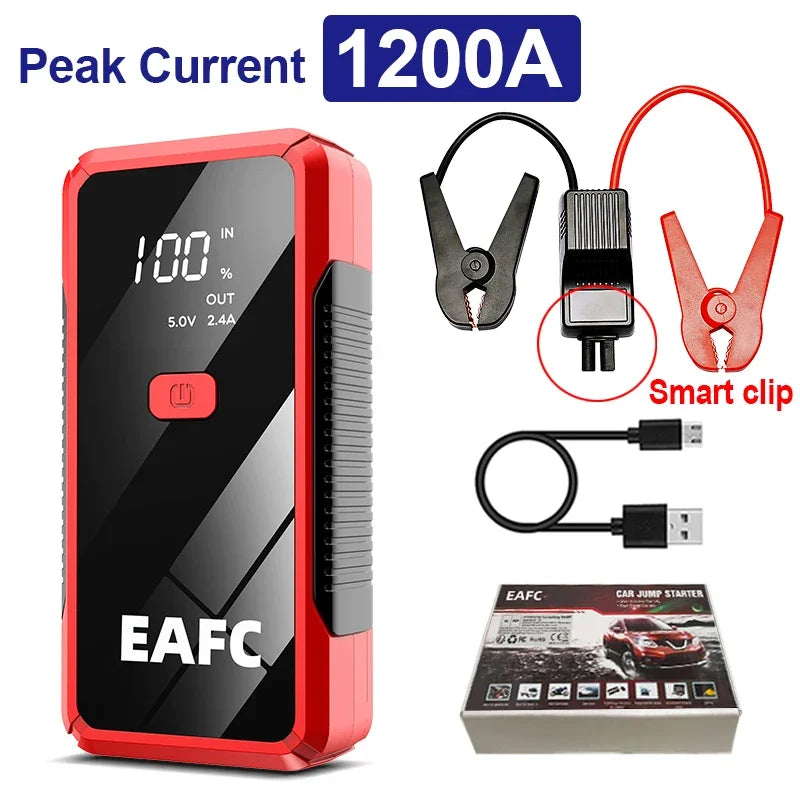 EAFC 2000A/1200A Portable Car Portable Jump Starter With Power Bank Fast Charge 12V Auto Battery Charger Booster Starting Device