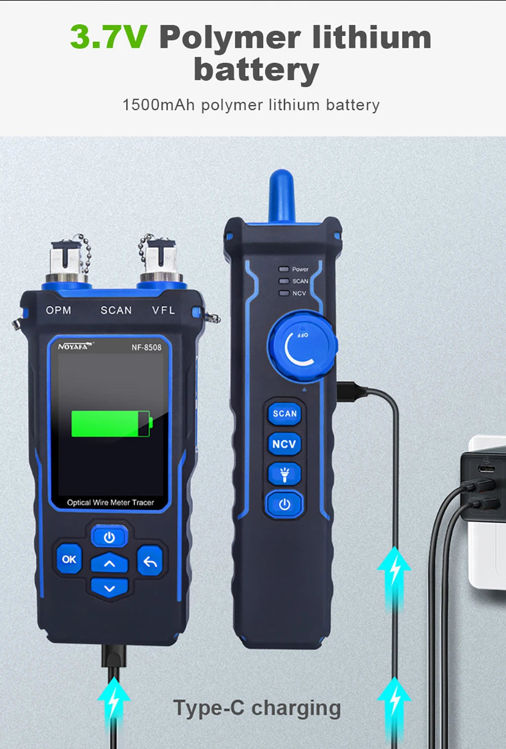 NOYAFA NF-8508 Cable Tracker LCD Display Network Tools Measure Length Wiremap Tester PoE Checker Optical Power Meter