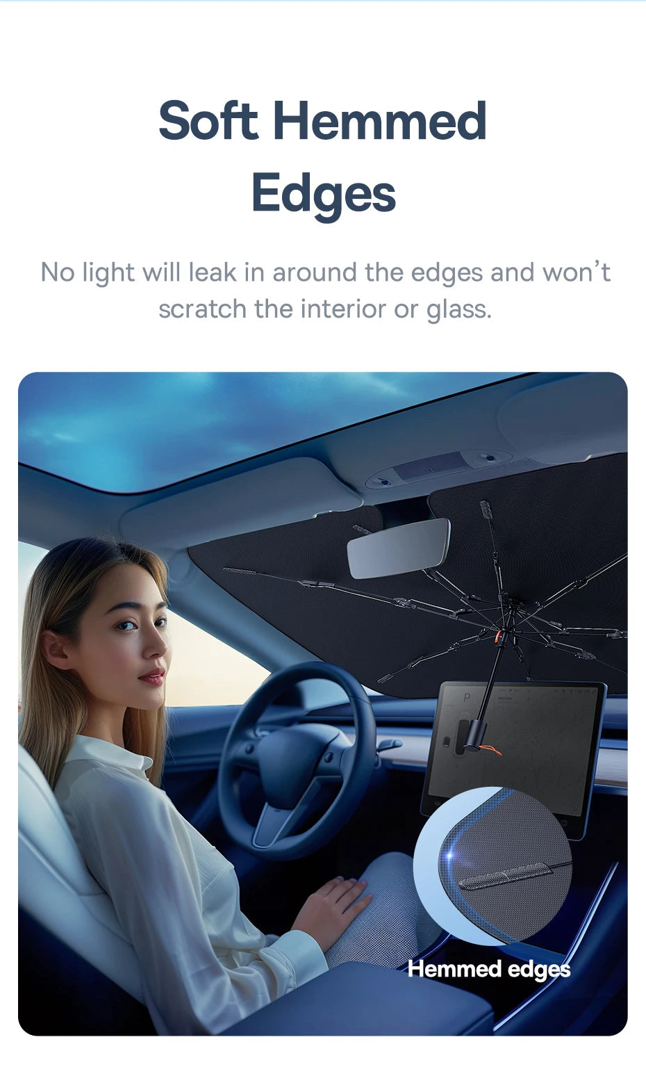 Baseus Windshield SunShade Umbrella Hemmed Edges Cover Protector Parasol Car Summer Sun Protection Front Window Sun Shade