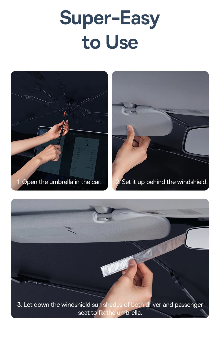Baseus Windshield SunShade Umbrella Hemmed Edges Cover Protector Parasol Car Summer Sun Protection Front Window Sun Shade