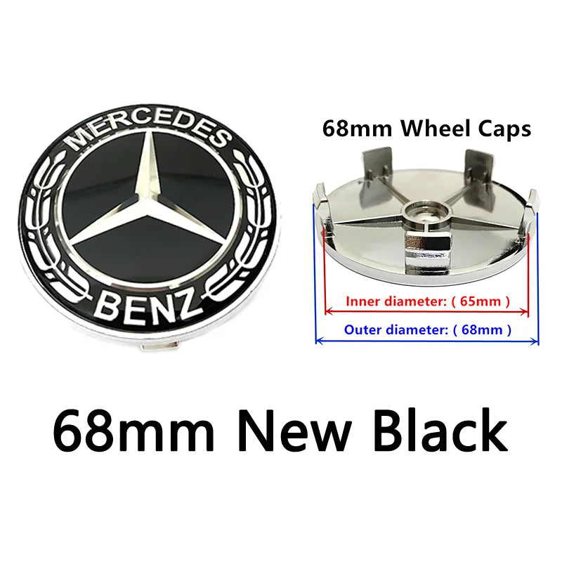 40pcs 56mm 60mm 68mm 75mm 3Pin For Wheel Hub Center Caps Mercedes Benz Emblem Car Rim Hubcap Badge Logo Auto Styling Accessories