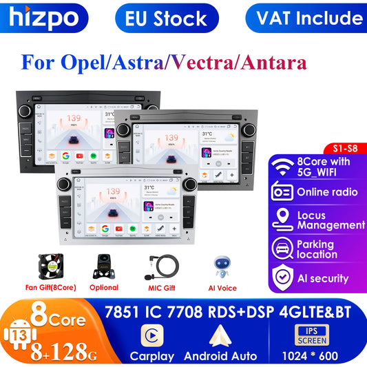 8G+128G 2Din Android 13 Car GPS Navigation Autoradio for Opel Astra H G J Antara Vectra C B Vivaro Corsa C D Zafira B Stereo RDS