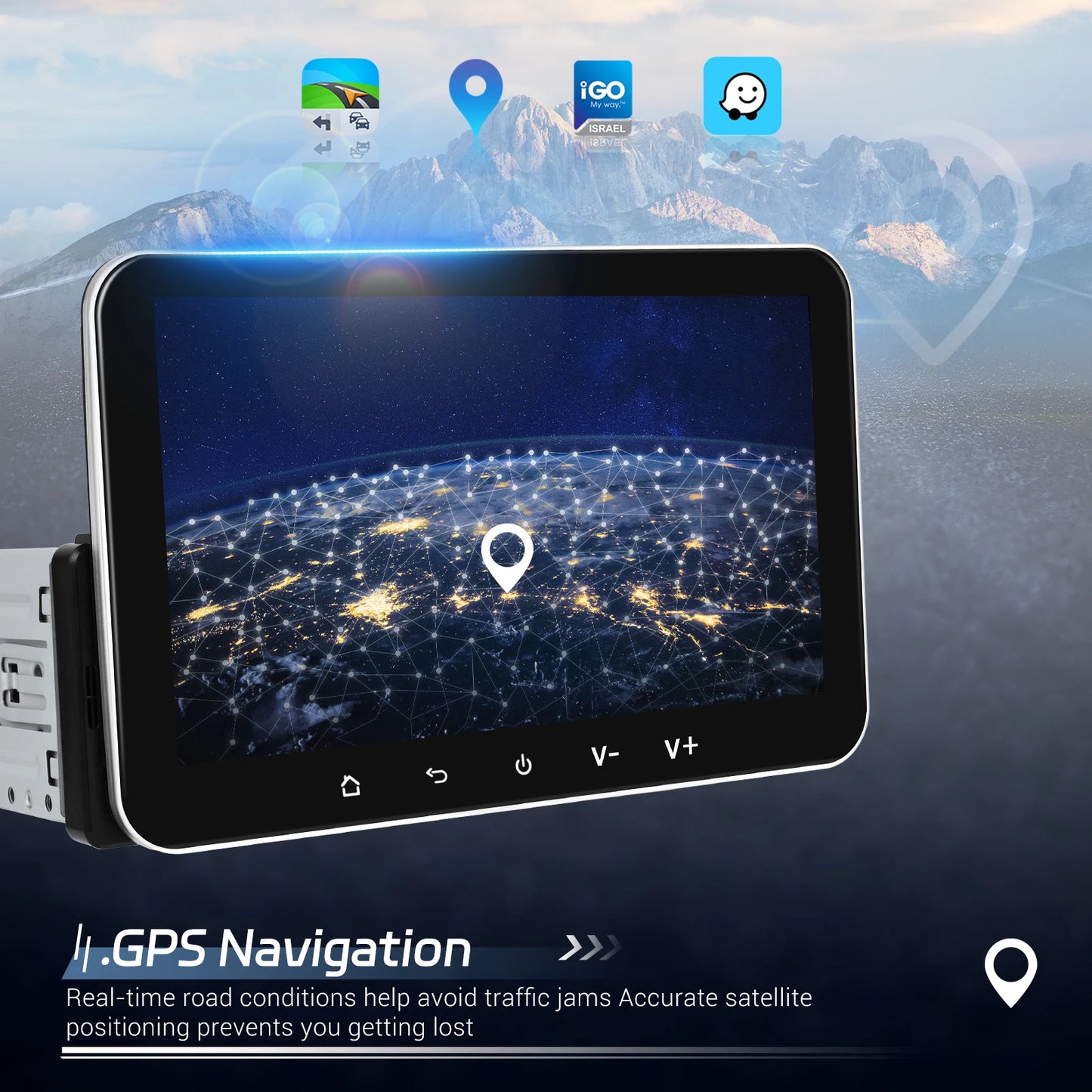 Podofo 2+32G Android Car Radio 7'' 1Din Multimedia Player Carplay Android Auto GPS Navigation WIFI EQ Split Screen Car Stereo