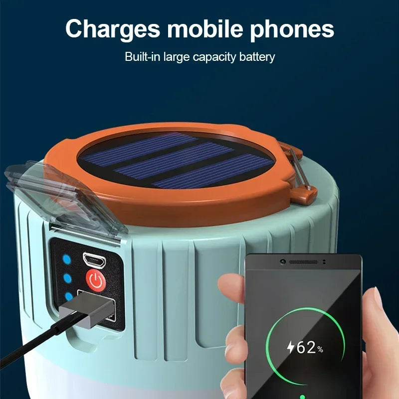 Solar Camping Light Power Bank LED-matkailulyhdyt kaukosäätimellä vedenpitävä ulkotelttavalo ladattava taskulamppu