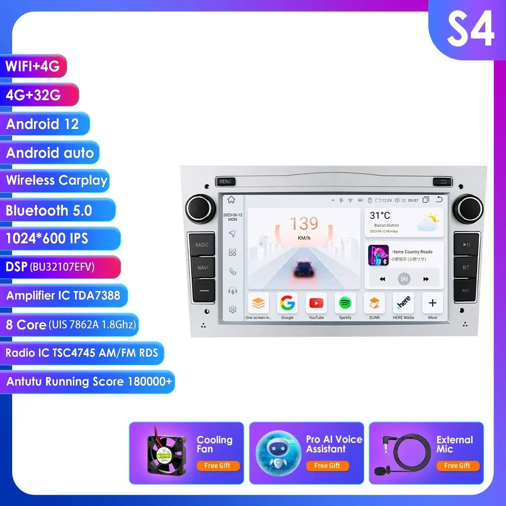 8G+128G 2Din Android 13 Car GPS Navigation Autoradio for Opel Astra H G J Antara Vectra C B Vivaro Corsa C D Zafira B Stereo RDS