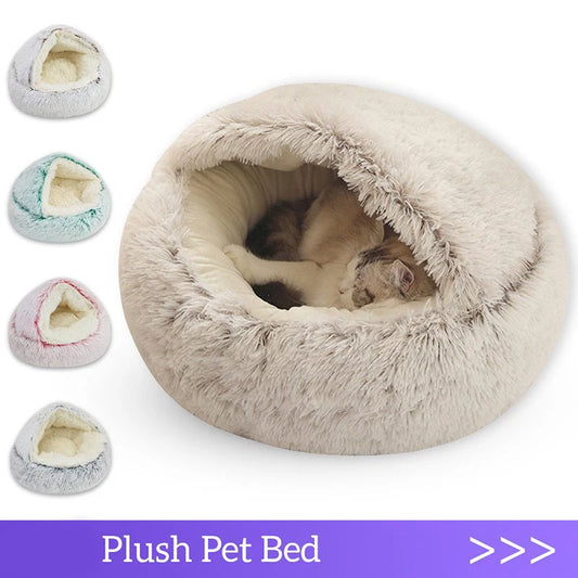 Kissansänky Lemmikkipatja Lämmin Pehmeä Pehmo Pet Bed Peite Pyöreä Kissan Koiran Unipesä Luola Pienille Koirille Kissanpentu
