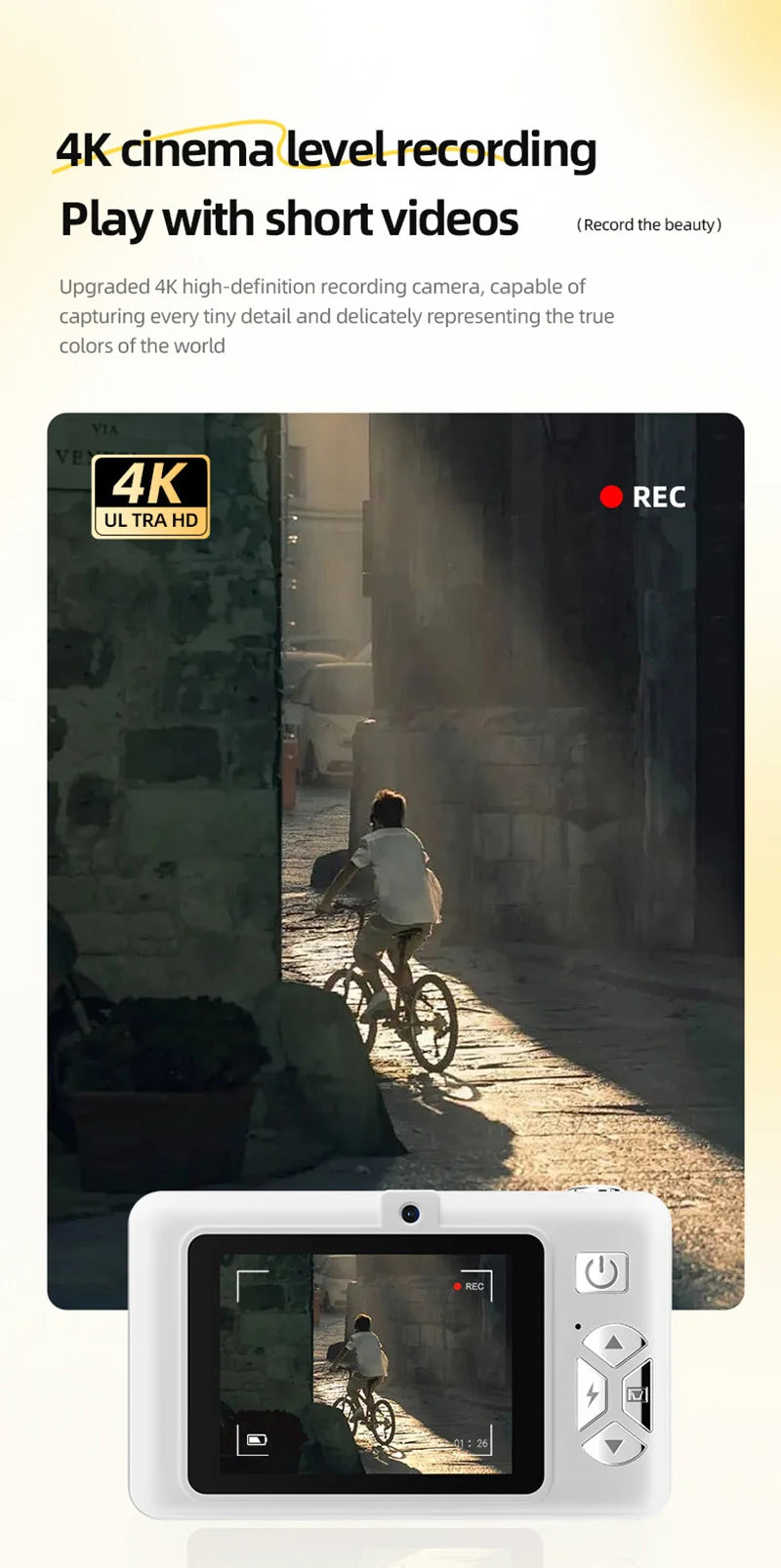 2025 New 4K Digital Camera Retro CCD 50 Million Pixels Portable Card Camera Entry-level Camera Dual Cam Flash 8X Zoom Auto Focus