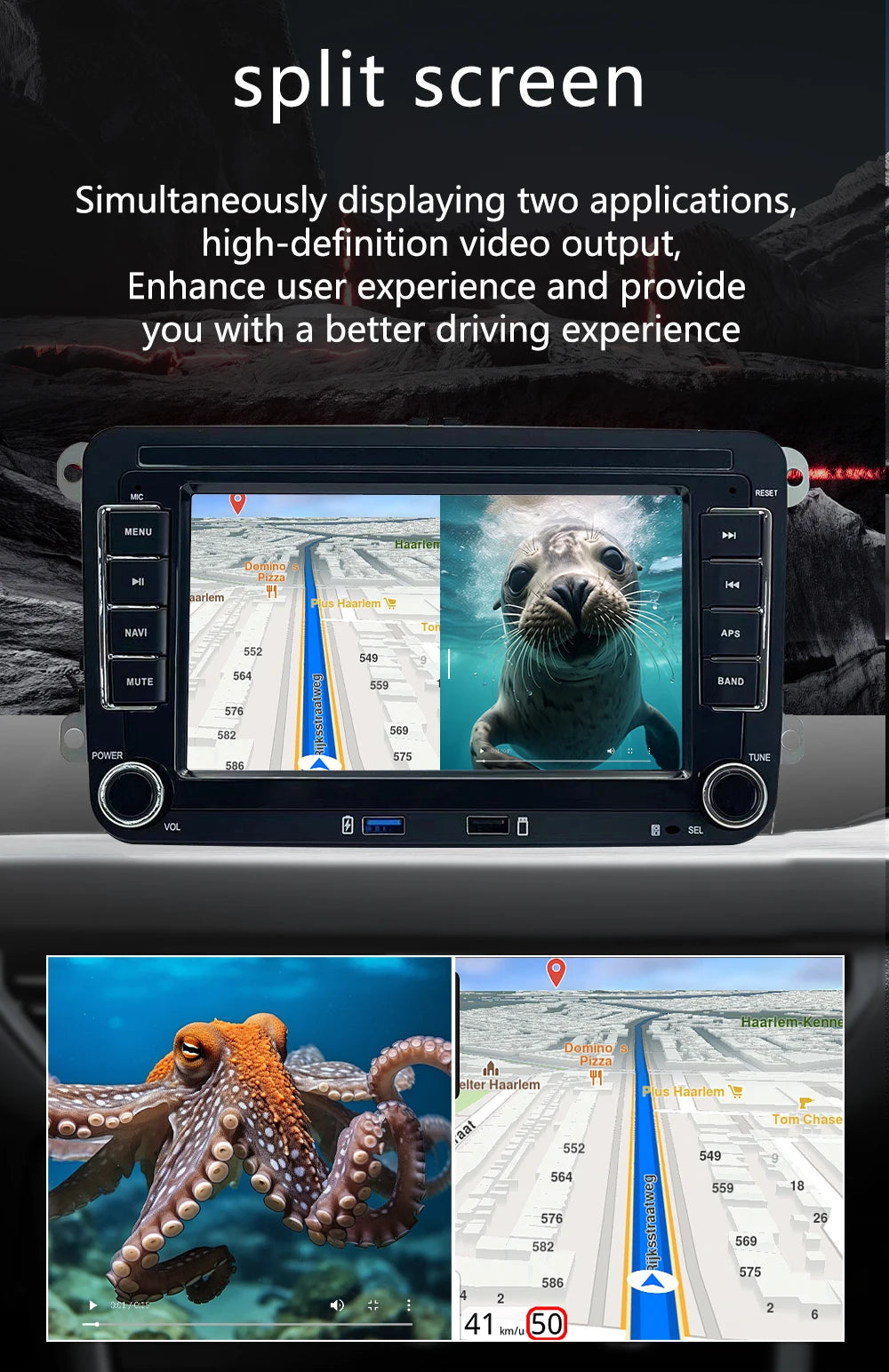 7 Inch Android 13 Auto Carplay Radio GPS For VW Volkswagen VW Multivan Scirocco Transporter und MultivanT5 T6 WiFi Car Player