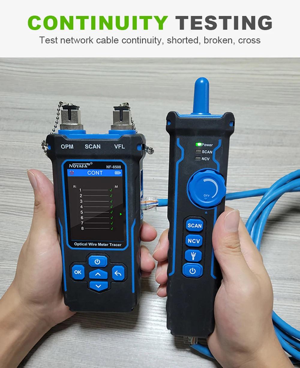 NOYAFA NF-8508 Cable Tracker LCD Display Network Tools Measure Length Wiremap Tester PoE Checker Optical Power Meter