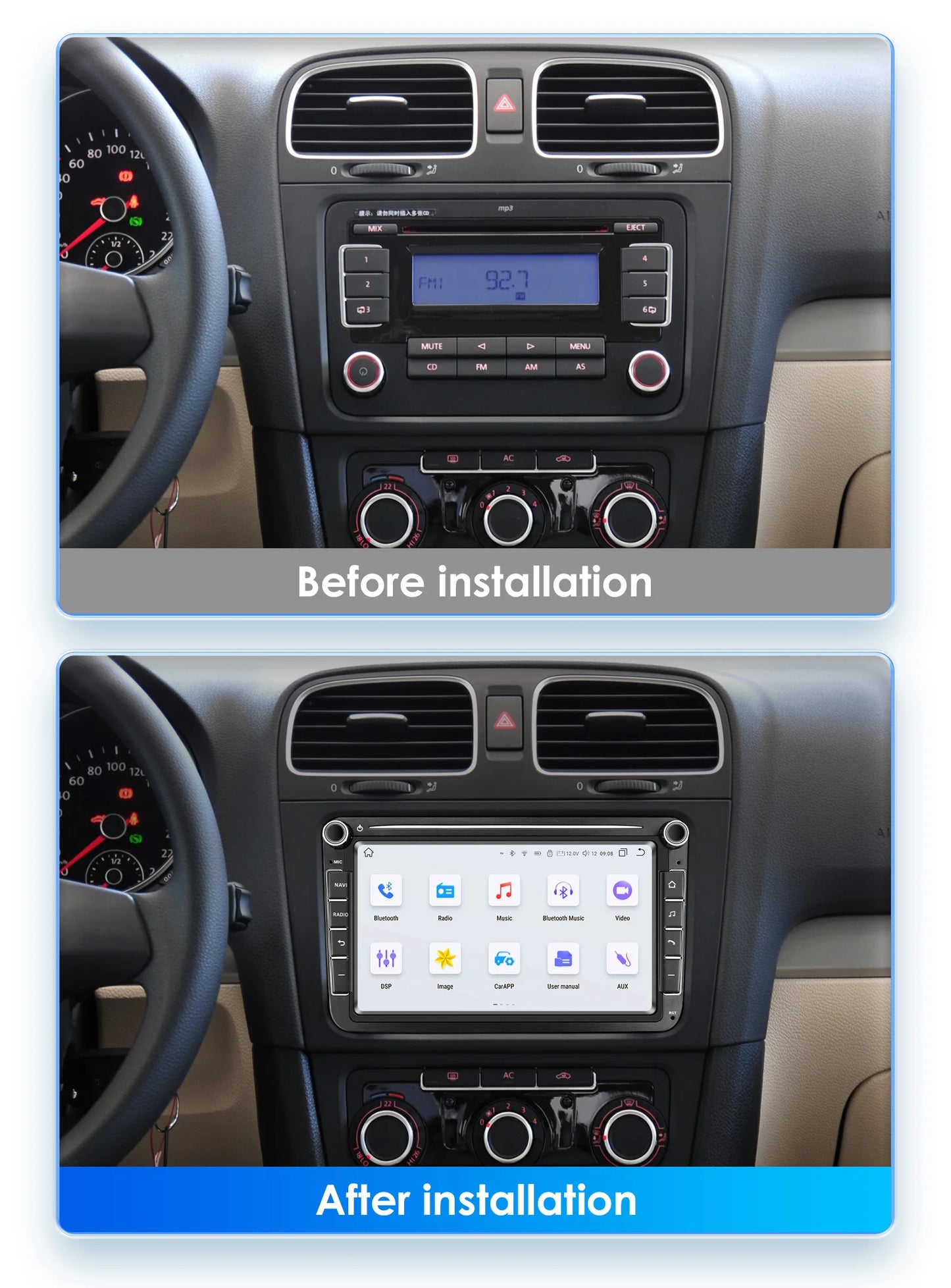 2din Android Car Radio GPS for Volkswagen Skoda VW Tiguan Touran Caddy Jetta Polo Passat Seat Multimedia Player Stereo AutoRadio