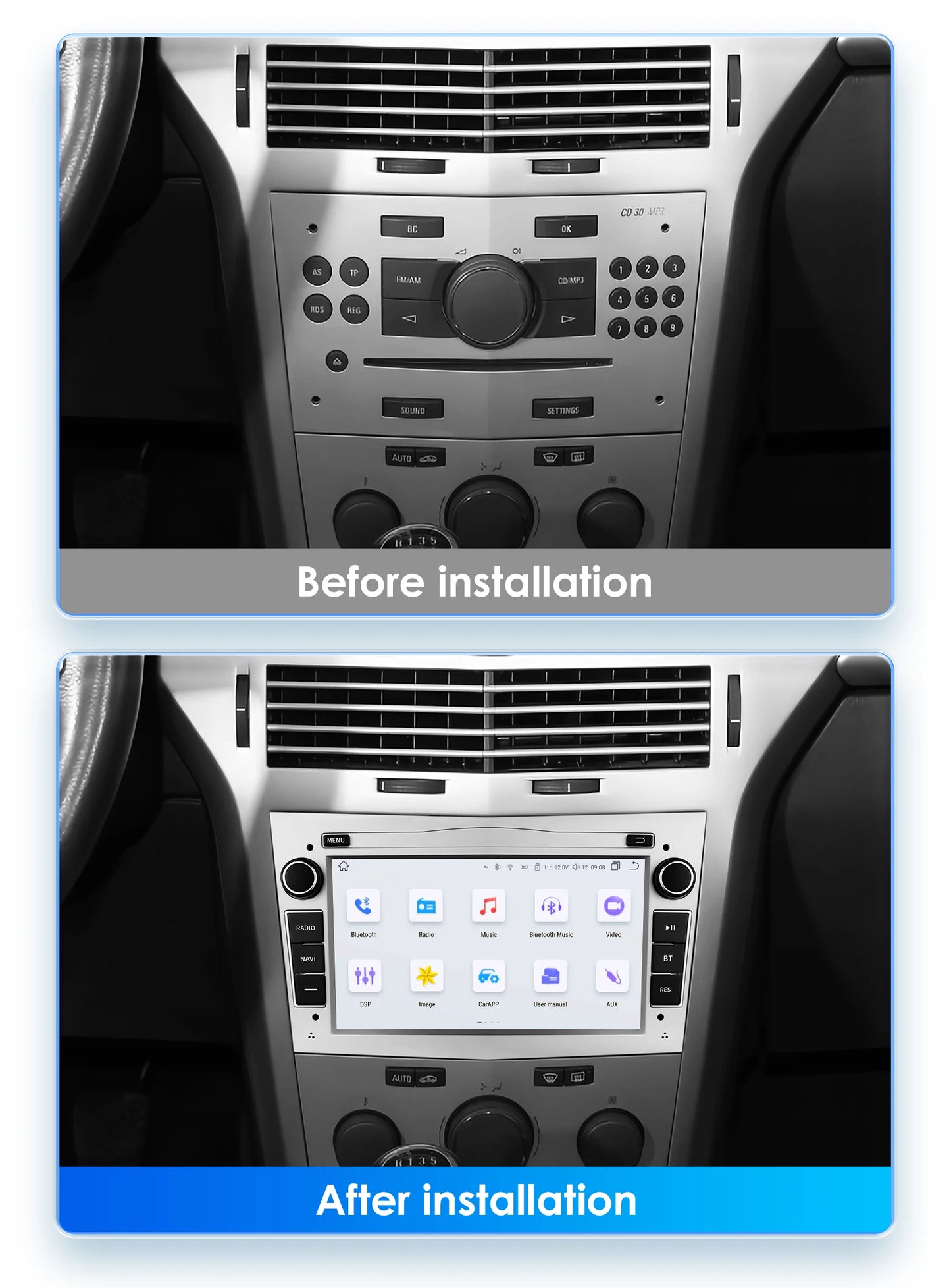 8G+128G 2Din Android 13 Car GPS Navigation Autoradio for Opel Astra H G J Antara Vectra C B Vivaro Corsa C D Zafira B Stereo RDS