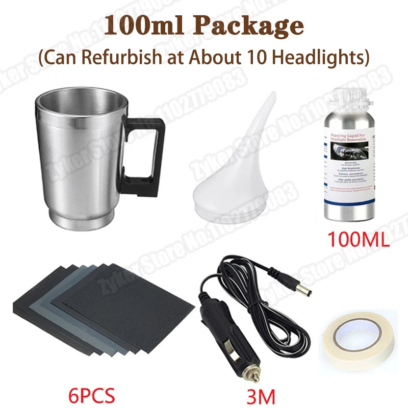 Car Headlight Polish Restoration Kit Automotive Headlight Care Tool Headlight Restoration Set Car Headlight Restoration Liquid