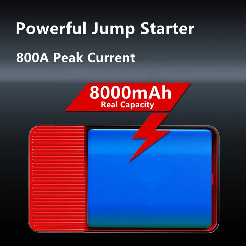 GKFLY Car Battery Jump Starter 8000mAh Portable Car Battery Booster Charger 12V Starting Device Emergency Booster