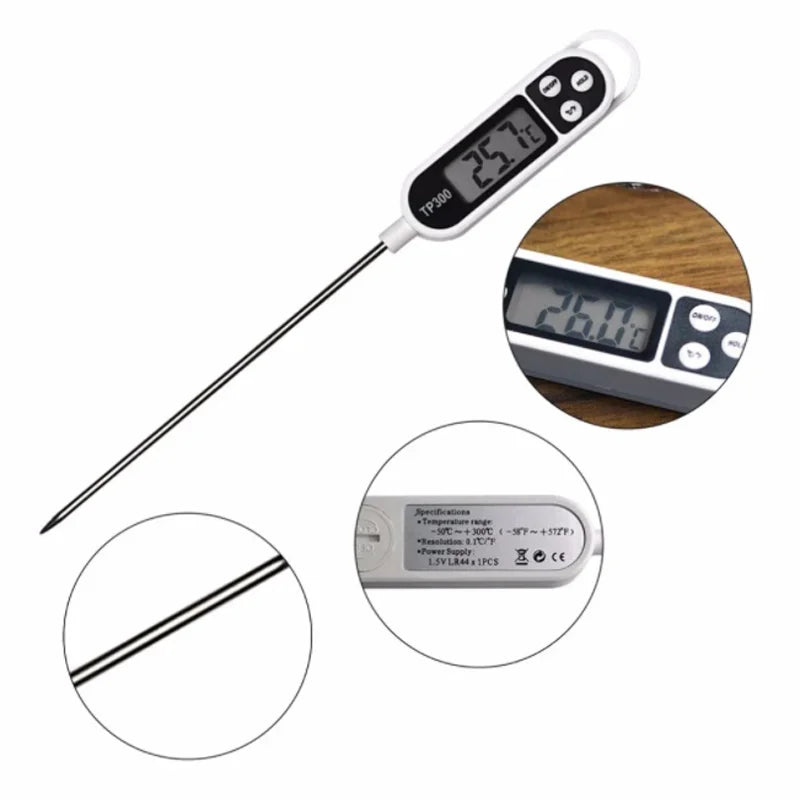 Food Thermometer Digital Real-Time Reading Meat And Beverage Thermometer With LCD Display And Probe Electronic Kitchen Thermomet
