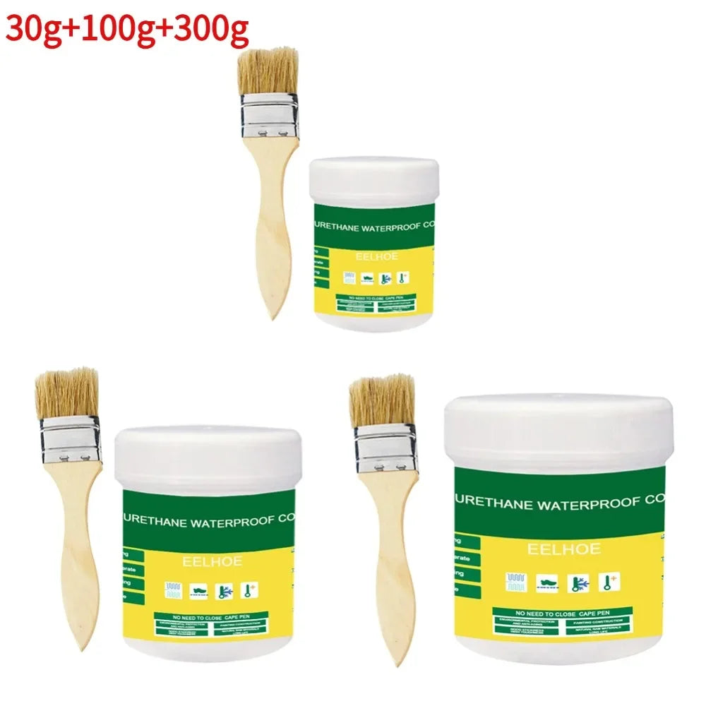 1/2/3Pcs Waterproof Coating Sealant Agent Transparent Invisible Paste Glue With Brush Restore Adhesive Roof Bathroom 30/100/300g