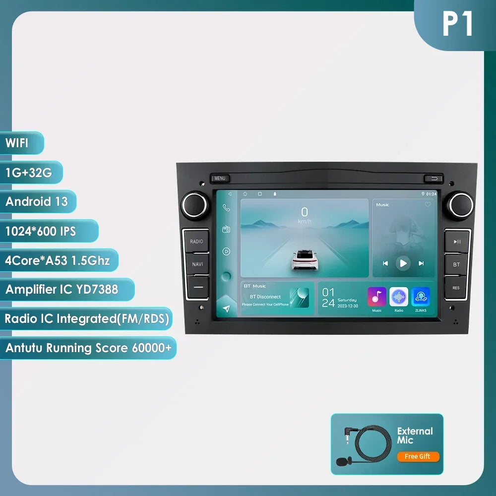 8G+128G 2Din Android 13 Car GPS Navigation Autoradio for Opel Astra H G J Antara Vectra C B Vivaro Corsa C D Zafira B Stereo RDS