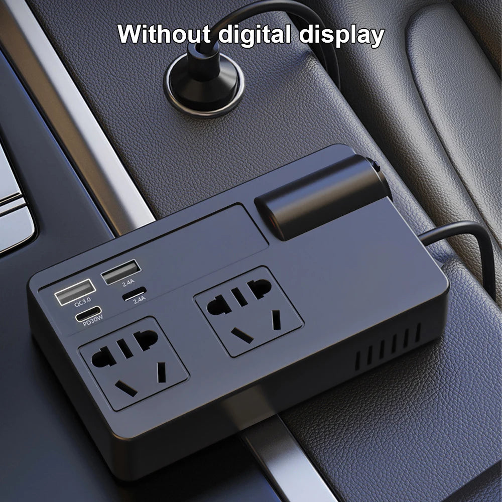 220W Power Inverter Car Mounted Solar Inverter USB Voltage Transformer Portable DC 12V To AC 220V Conversion USB Battery Clip